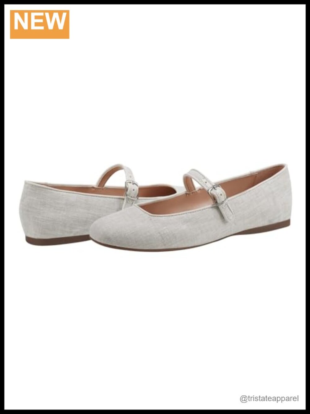 Mary Jane Flats with Buckle Closure and Almond Toe